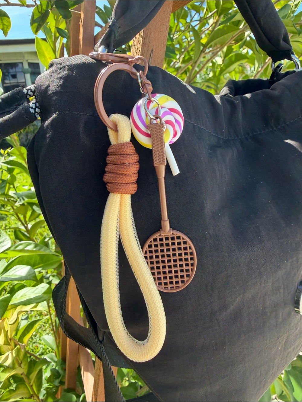 ALO Yoga Black Drawstring Mini Bucket Bag with Candy Charm - Picture 5 of 16